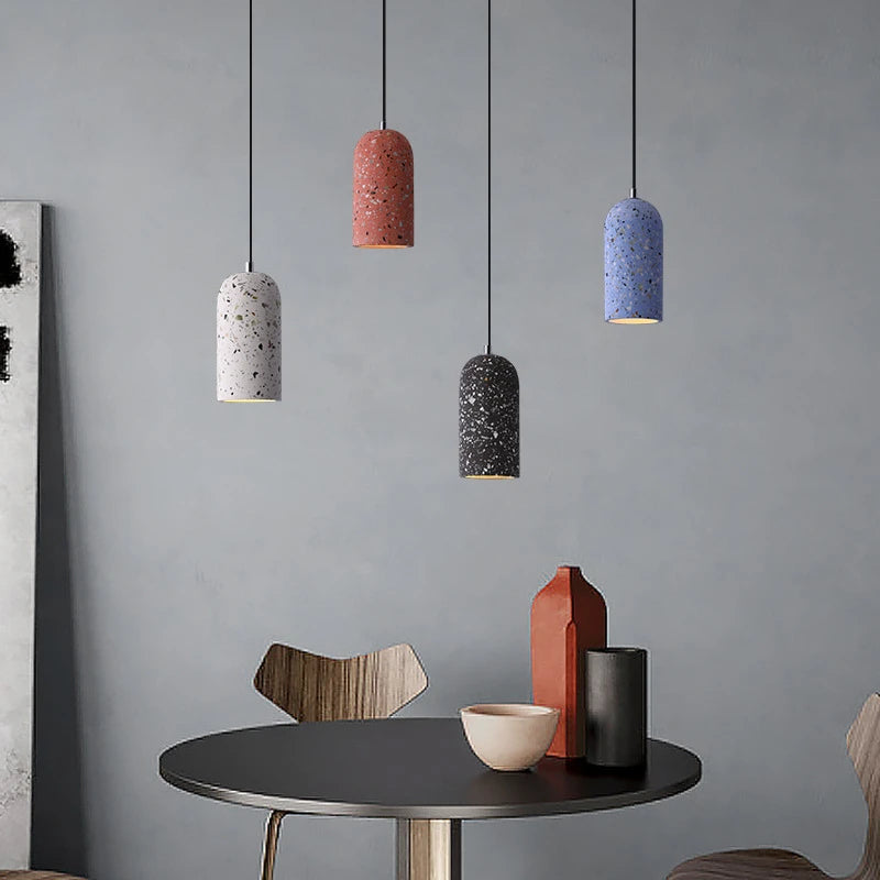 lampes suspendues en ciment led décor industriel pour établissements - vue 2 sur 10