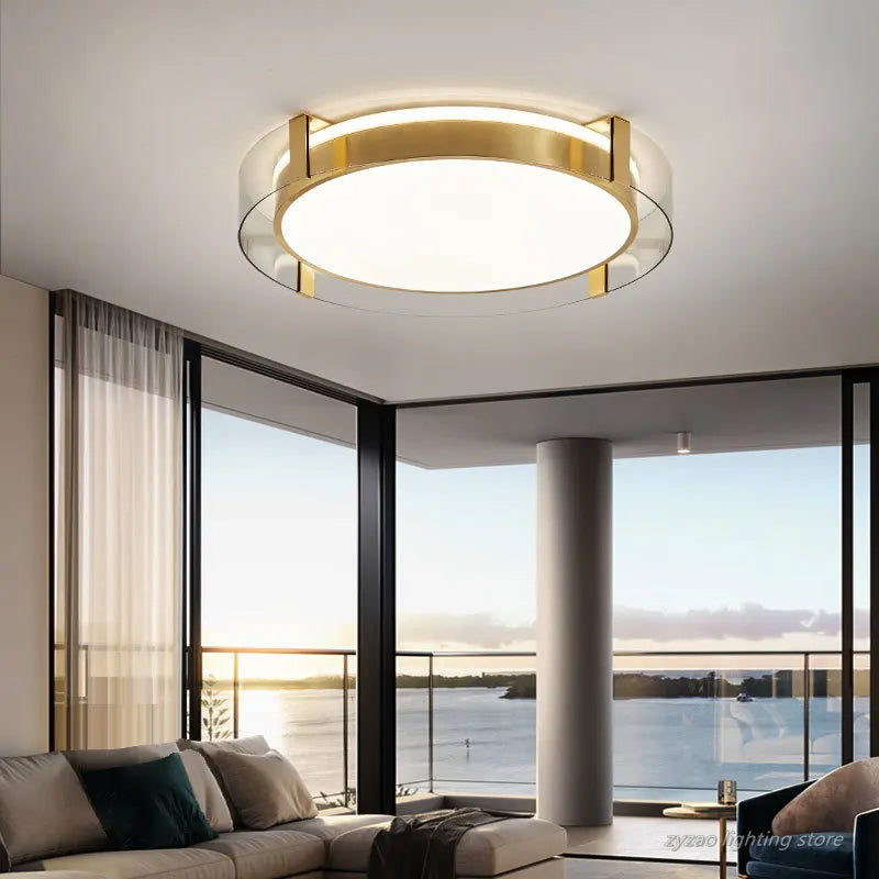 plafonnier nordique simple rond design moderne luxueux - vue 5 sur 9