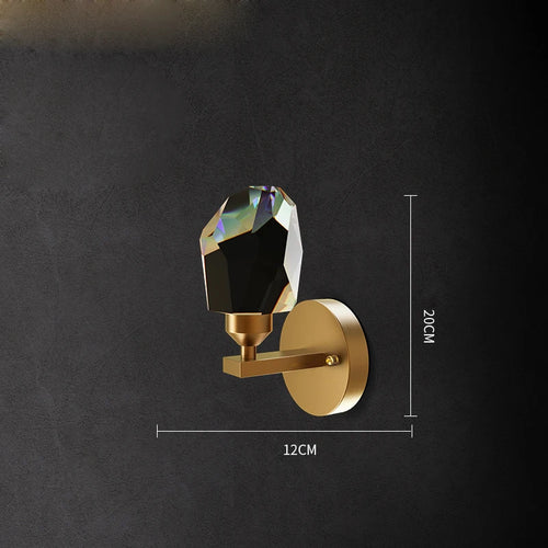 Postmoderne LED-Wandleuchte aus Messing und Kristall - vue 18 sur 22