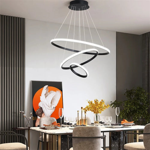 Moderner LED-Kronleuchter aus Acryl mit Leuchtring - vue 2 sur 8