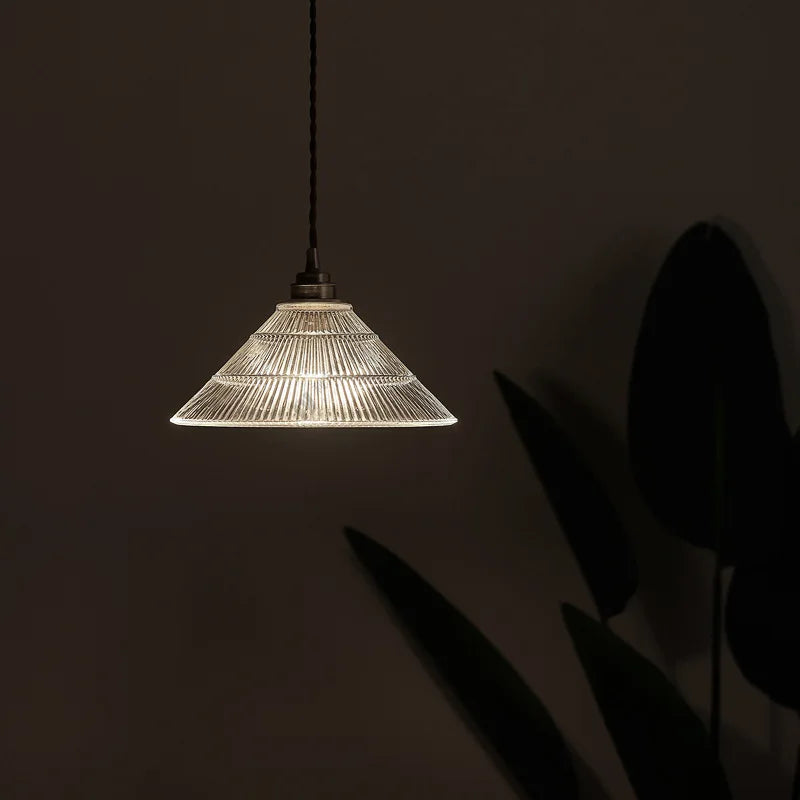 suspension nordique en laiton et verre style rétro américain - vue 3 sur 7