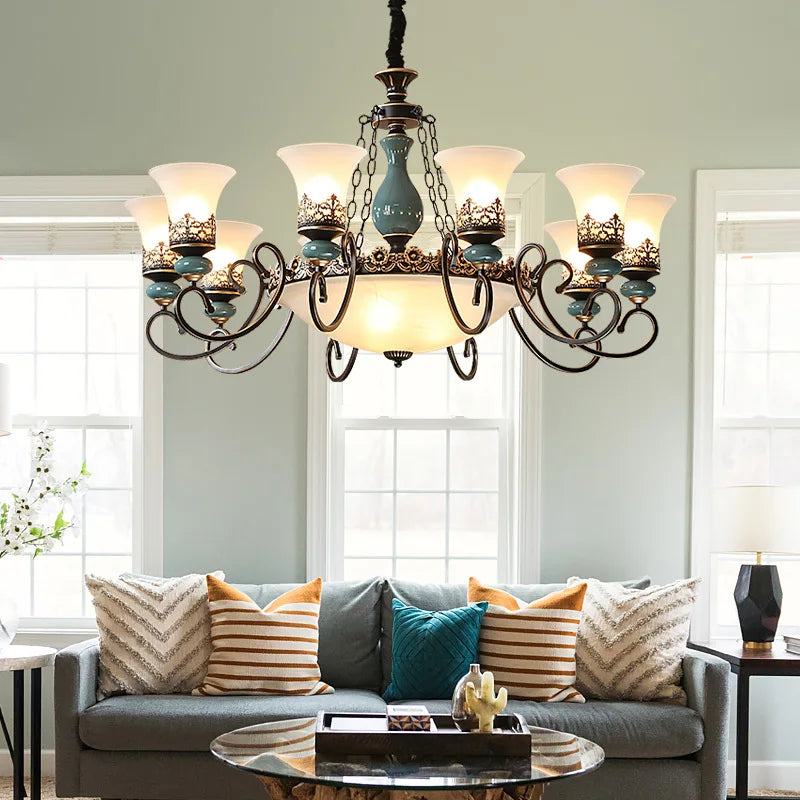 lustre en céramique led antique style français design européen - vue 4 sur 8