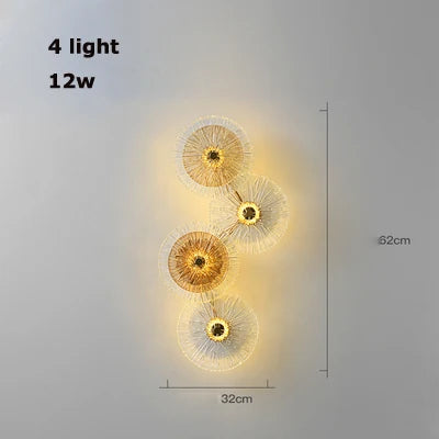 Postmoderne Tischlampe aus Glas und goldenem Eisen Lotus