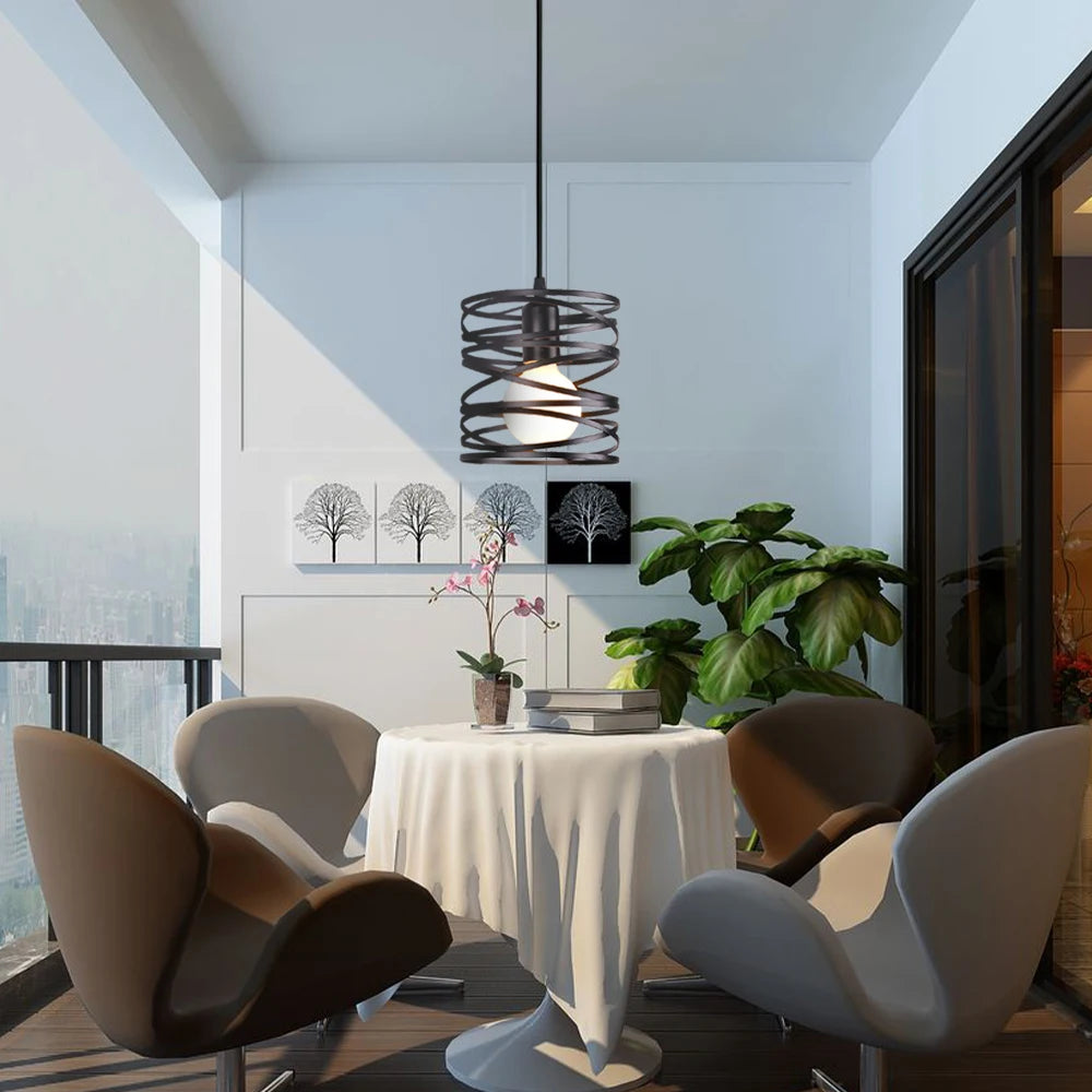 lampe suspendue spirale led tourbillon moderne vintage - vue 5 sur 8