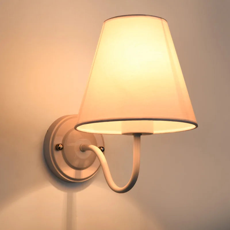 applique murale rétro américaine en tissu avec abat-jour européen led