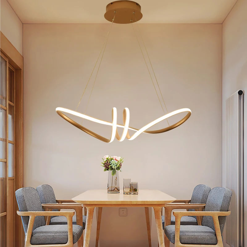 lampe suspendue led moderne avec télécommande luminaria avize - vue 6 sur 8