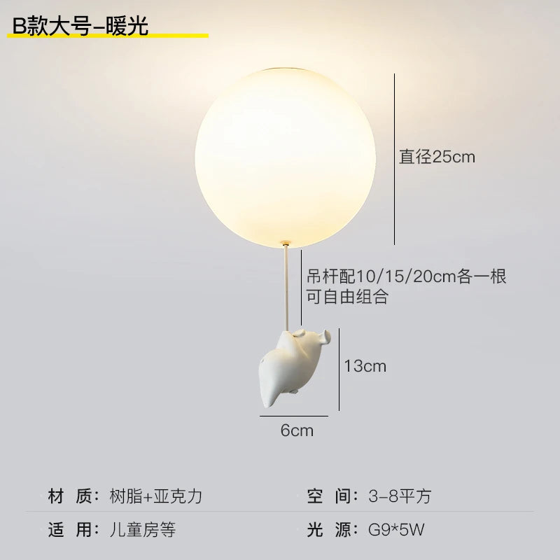 plafonnier led cochon volant pour décoration enfants - vue 11 sur 16