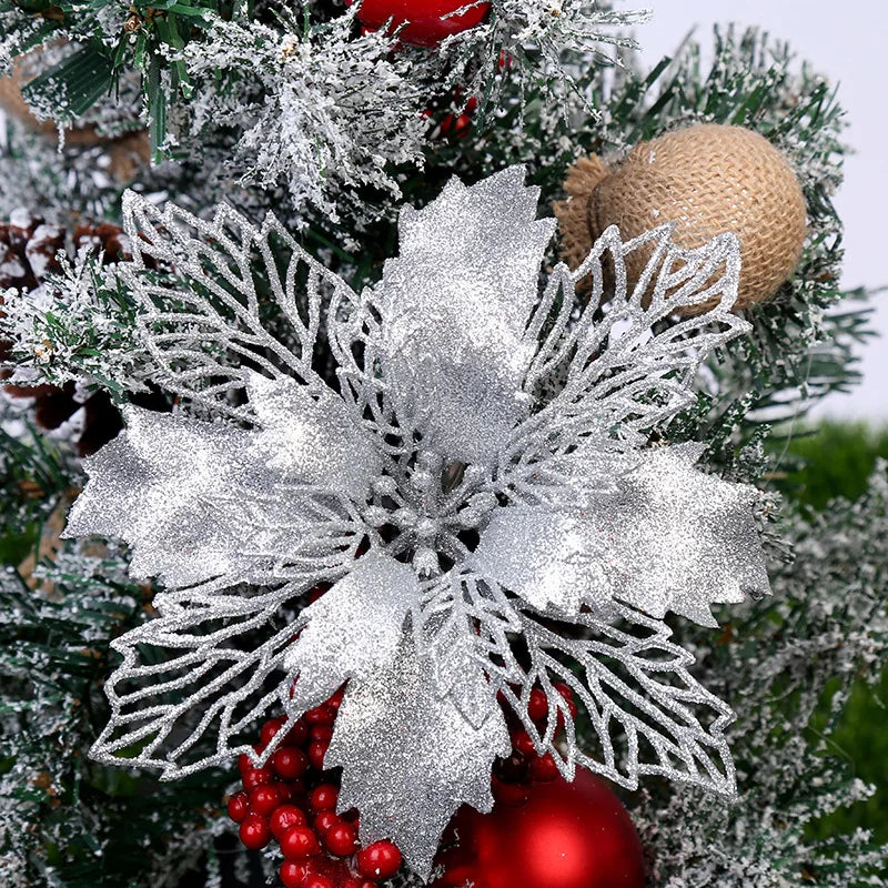 décoration suspendue fleur pailletée pour arbre de noël - vue 17 sur 34