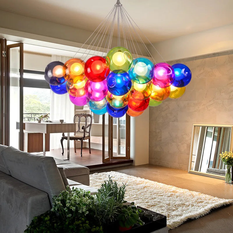 lustre en verre soufflé led créatif pour chambre d'enfants - vue 5 sur 24