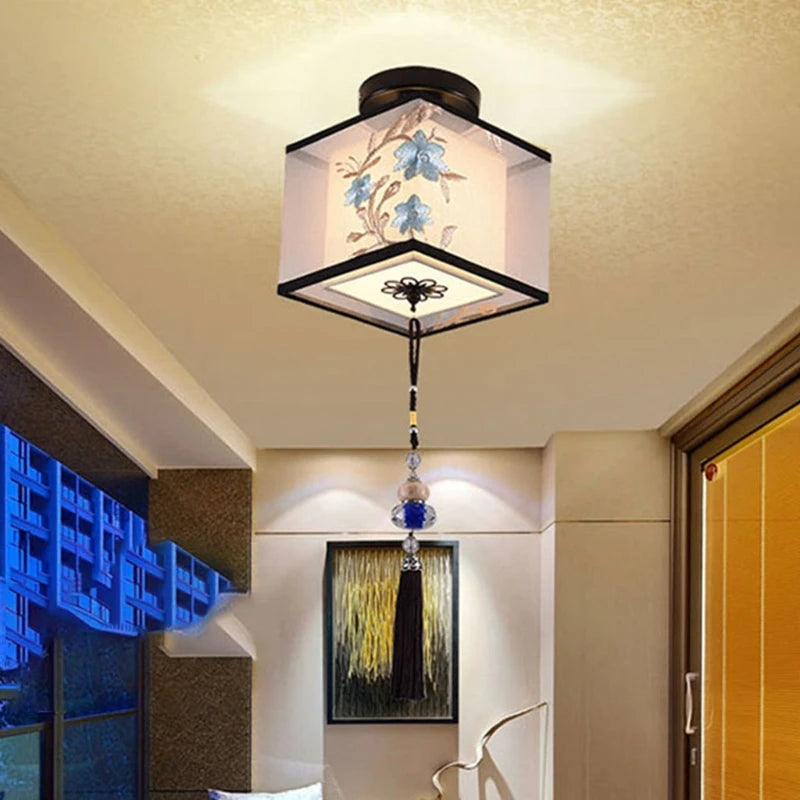 Klassische und Vintage LED-Pendelleuchte im chinesischen Stil - vue 4 sur 10