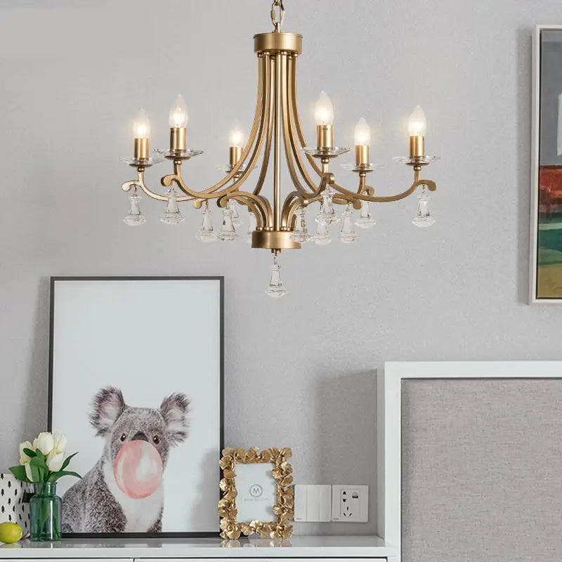 lustre en cristal doré éclairage moderne haut de gamme - vue 6 sur 10