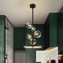 Lustre design rond avec boules en Verre clair à LED