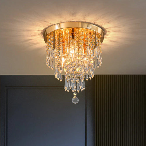 plafonnier doré en cristal luminaire d'intérieur ampoule remplaçable