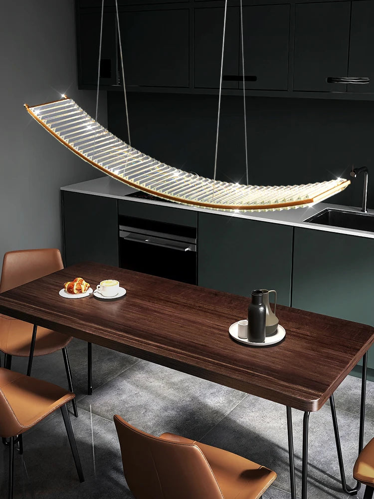lustre minimaliste moderne en cristal de luxe pour restaurant - vue 5 sur 7