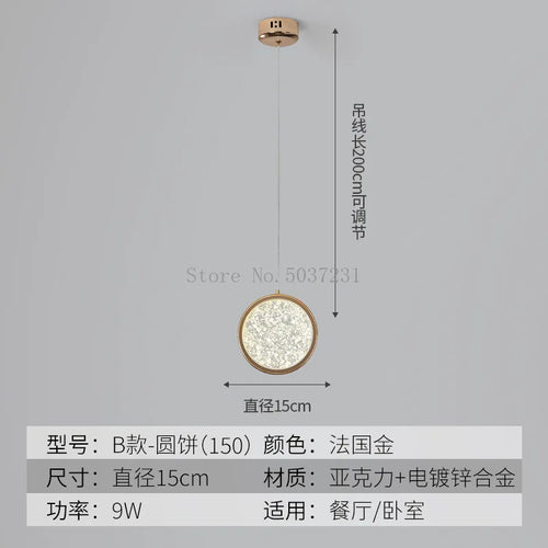 LED-Pendelleuchte aus goldenem Kristall im modernen nordischen Design - vue 10 sur 21