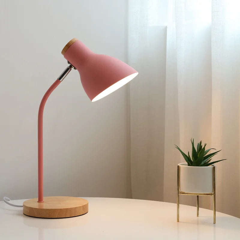 lampe de table led en bois et fer art nordique protection des yeux - vue 3 sur 12