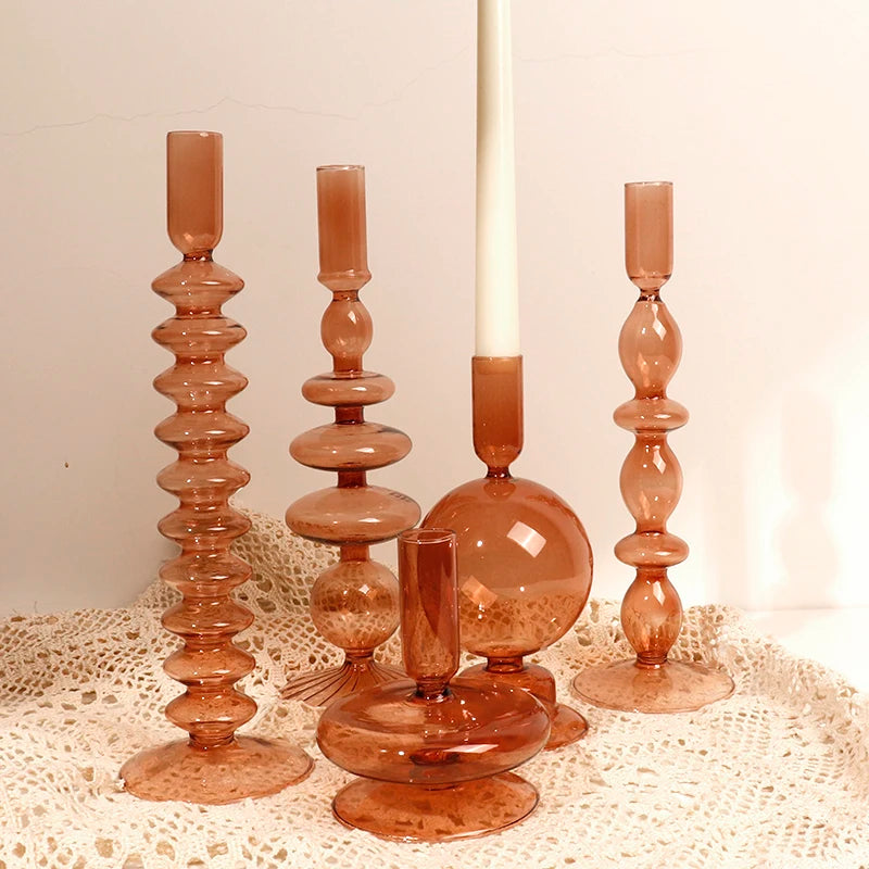 bougeoirs en verre pour décoration de table festive - vue 7 sur 11