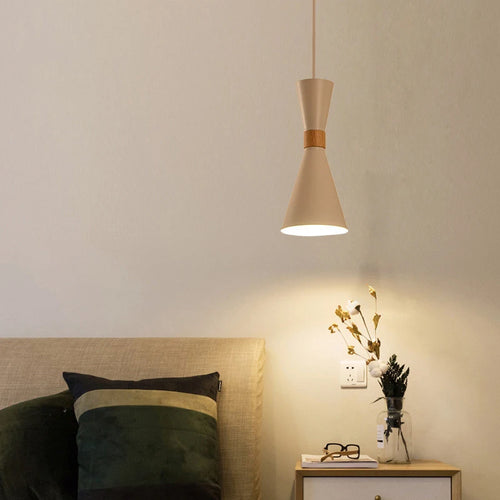 Moderne Pendelleuchte aus Holz kreative Macaron - vue 3 sur 17