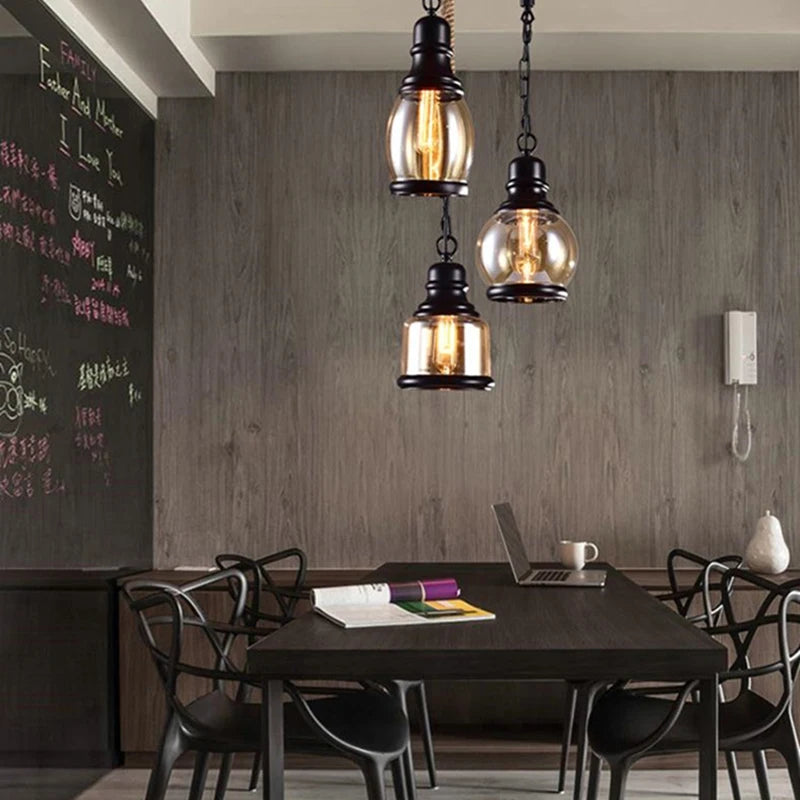 suspension vintage en verre pour style industriel bar restaurant café - vue 4 sur 9