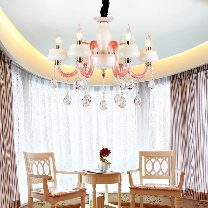 lustre moderne en cristal avec éclairage led créatif - vue 5 sur 9