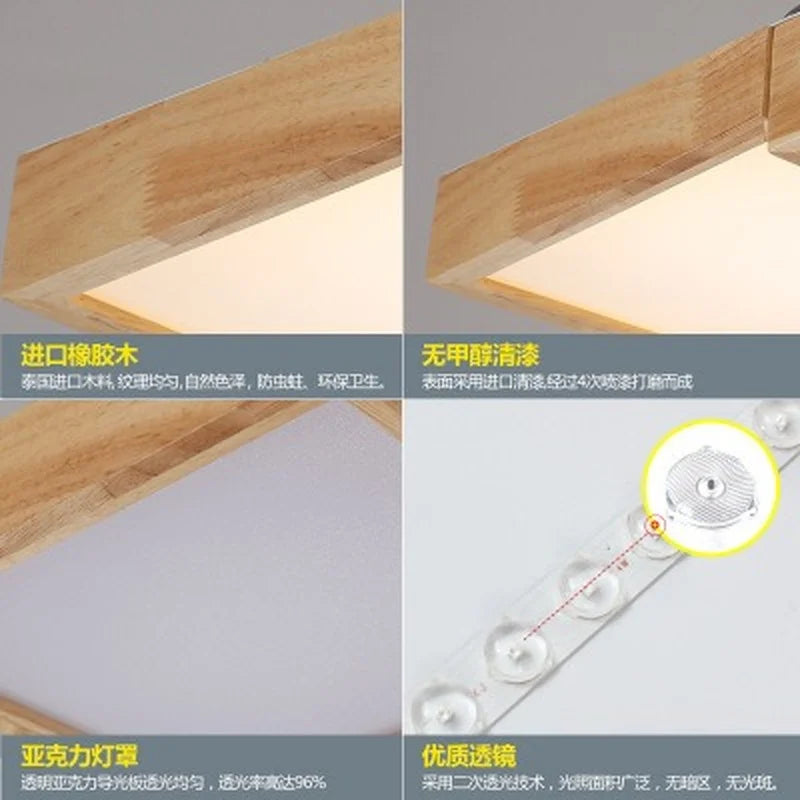 plafonnier à led en bois avec télécommande pour éclairage intérieur - vue 7 sur 10