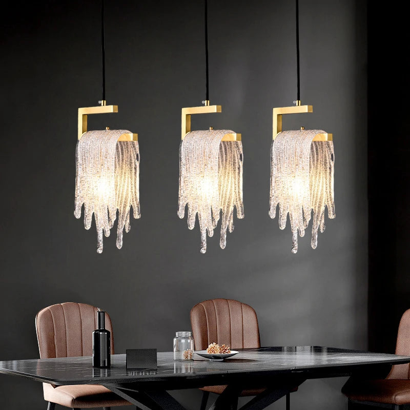 suspension en verre et cuivre style nordique moderne pour intérieur décoratif - vue 2 sur 6