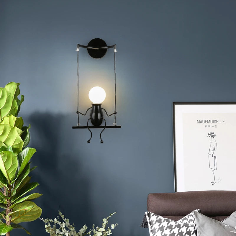 Moderne Wandleuchte aus Eisen humanoides Design dekorative Innenleuchte - vue 4 sur 18