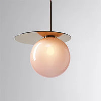 Design Pendelleuchte UFO Rund Eisen Dänemark Bunte Glaskugel LED für Küche
