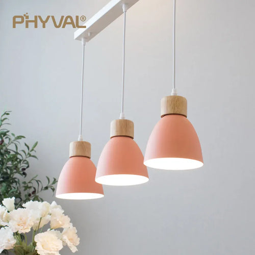 Lustre macaron bois 3 têtes