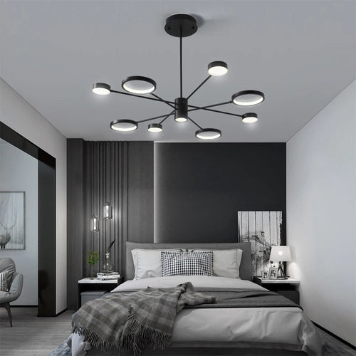 Plafonnier LED multi-têtes en fer noir - vue 4 sur 10