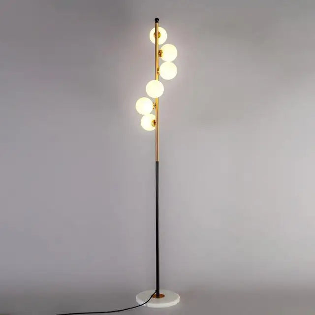 (16mai) Lampadaire moderne LED barre dorée avec globes en verre Inti - vue 5 sur 9