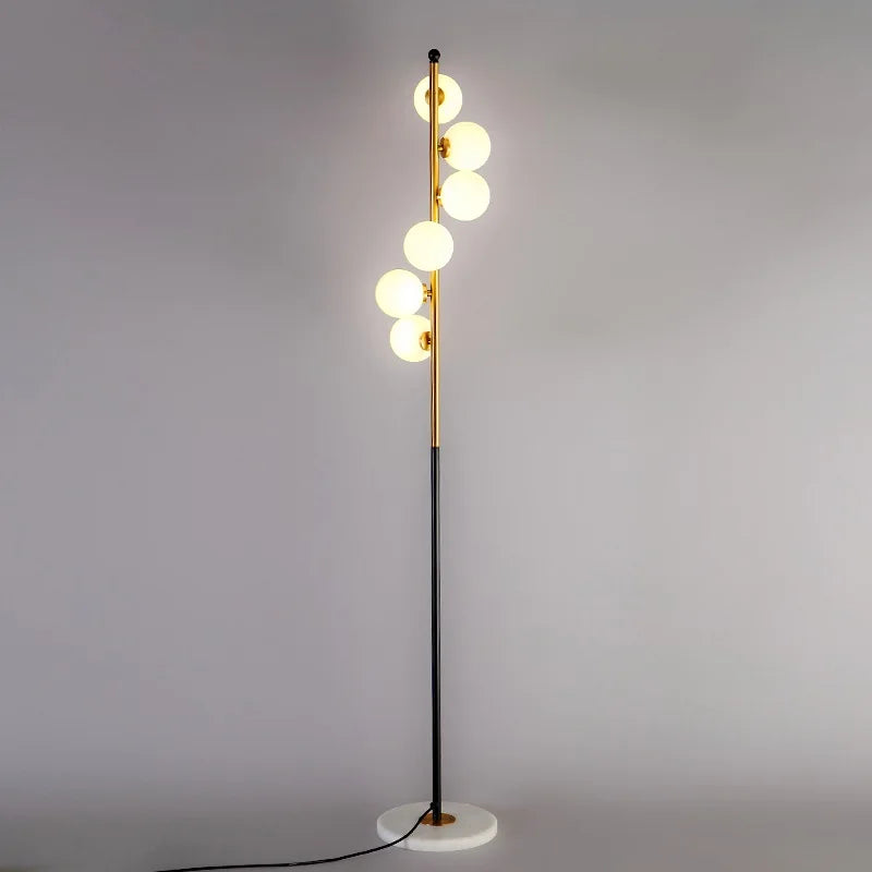 (16mai) Lampadaire moderne LED barre dorée avec globes en verre Inti - vue 4 sur 9