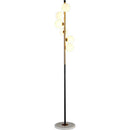 (16mai) Lampadaire moderne LED barre dorée avec globes en verre Inti