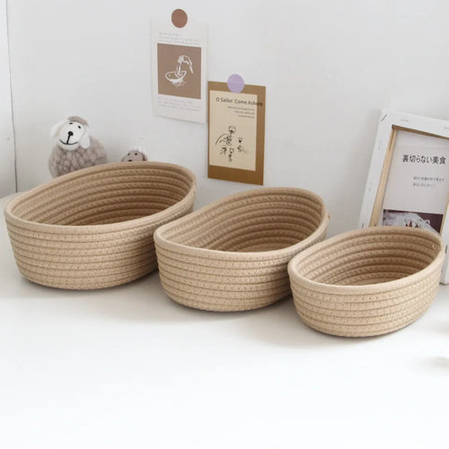 paniers en corde de coton pour rangement et organisation des objets - vue 7 sur 13