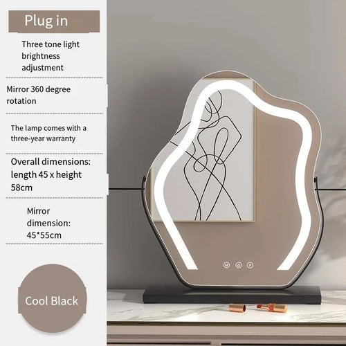 Vanity Mirror with Lights, Bathroom Mirror with Dimmable 3 Modes, 360 ° Rotary Touch Screen Control, Suable for Bedroom - vue 10 sur 14