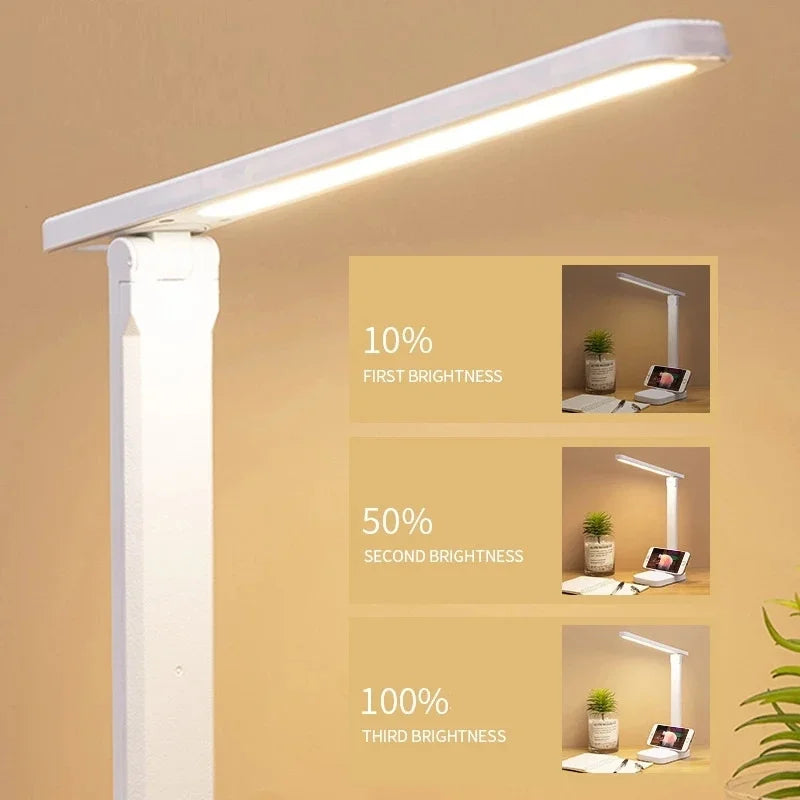 Lampe de Table pliable Led lampe de bureau 3 types réglable en continu tactile chevet lecture Protection des yeux veilleuse USB rechargeable - vue 5 sur 8