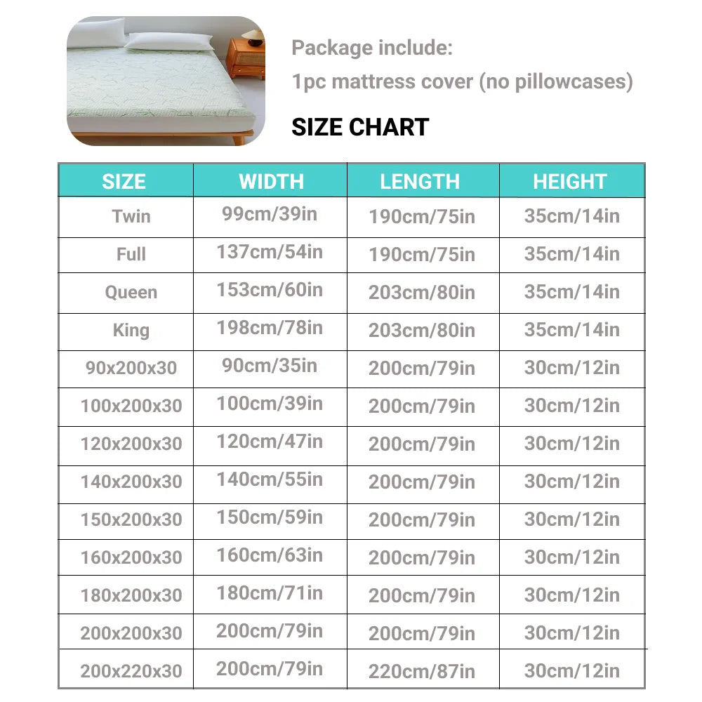 1pc Waterproof Bamboo Mattress Cover (Without Pillowcase), Cooling & Breathable Fitted Bed Sheet With 6-14inches Deep Pocket - vue 3 sur 7