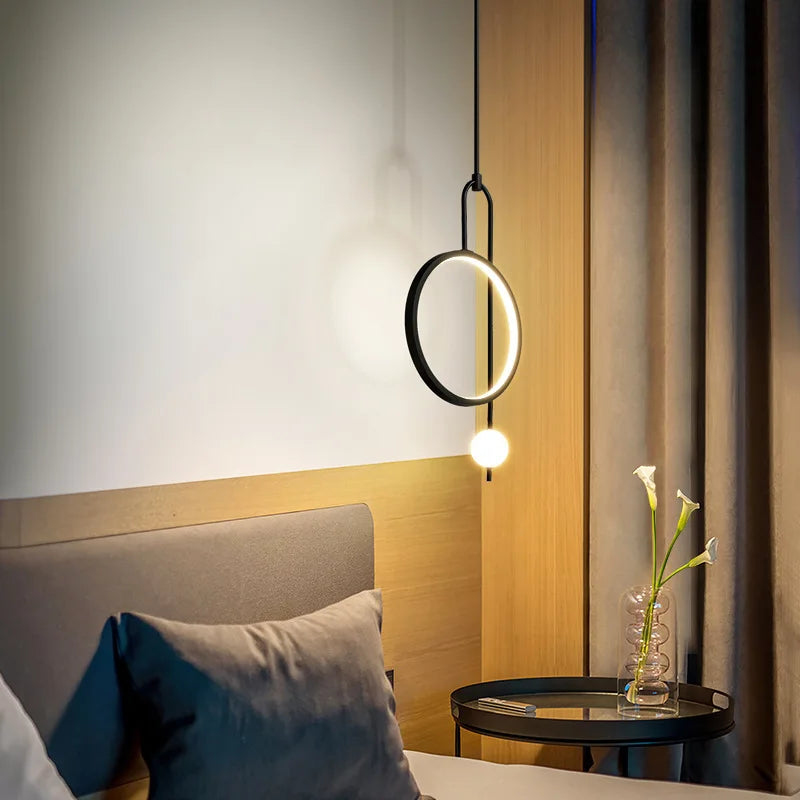 SANDYHA Moderne suspension Plafonnier anneau rond verre décoration de la maison accessoires chambre salle à manger Lustre intérieur - vue 6 sur 10
