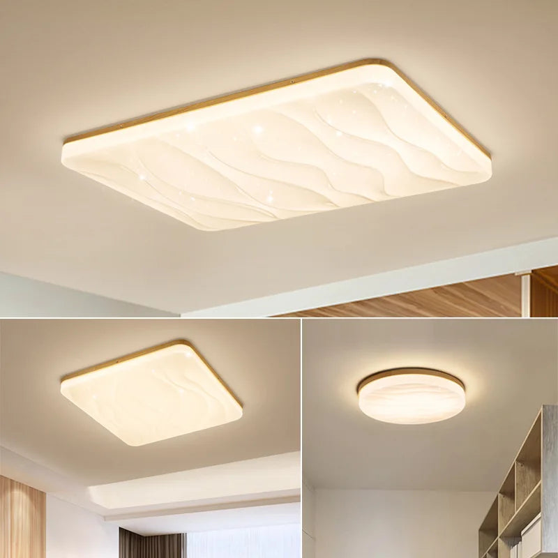 plafonnier led carré moderne simple en bois pour intérieur - vue 7 sur 11