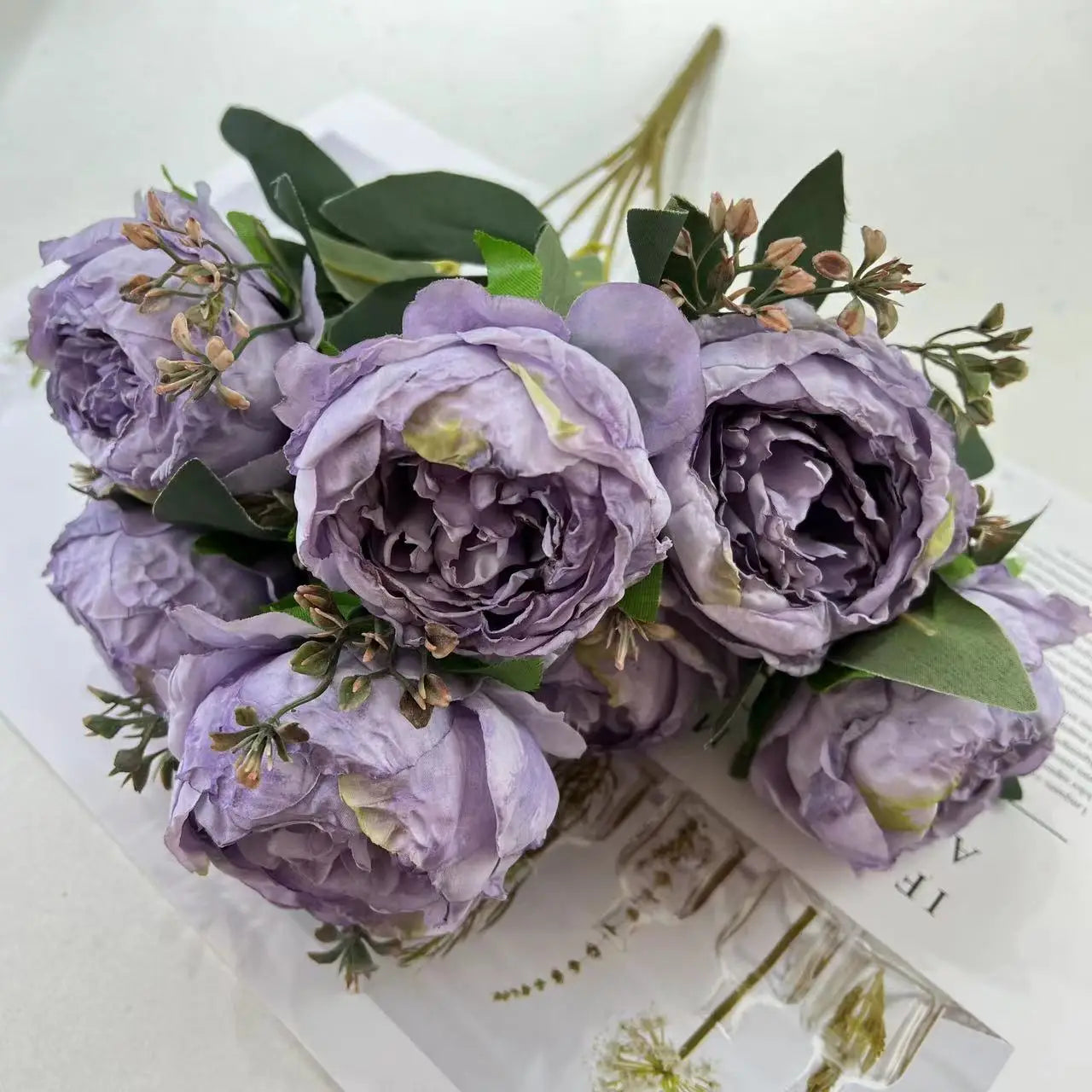 fleurs artificielles bouquet de pivoines pour mariage et décoration - vue 7 sur 13