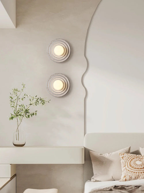 LED-Wandleuchte Retro Rund aus Kunstharz im japanischen Stil - vue 4 sur 10