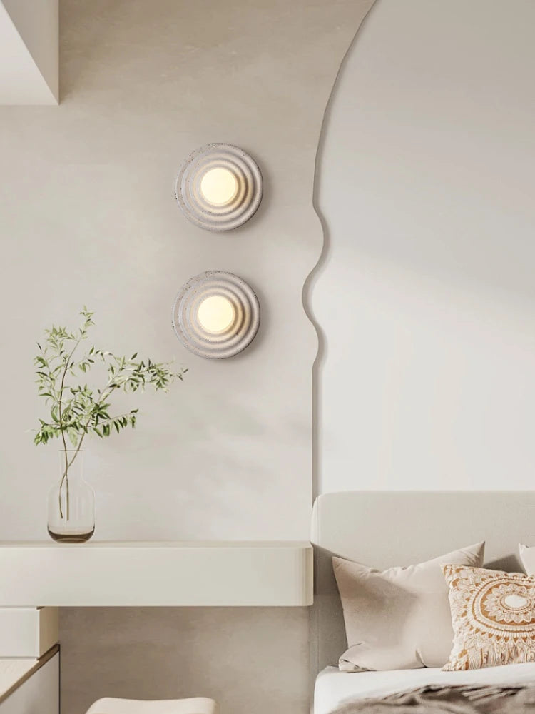 LED-Wandleuchte Retro Rund aus Kunstharz im japanischen Stil - vue 3 sur 10