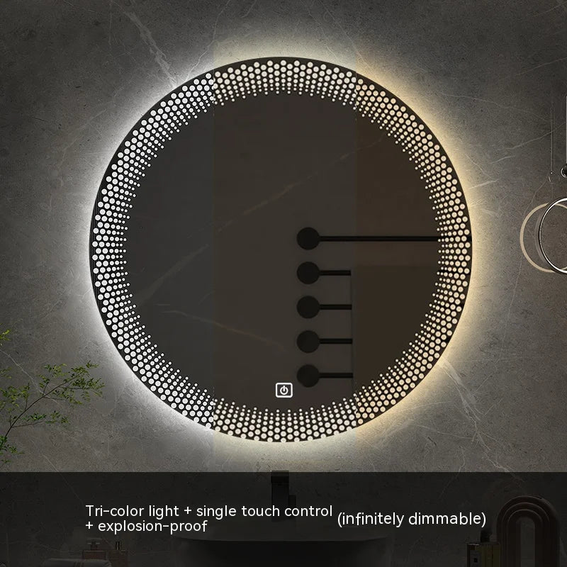 miroir rond à led avec rétroéclairage réglable et antibuée intelligent - vue 16 sur 25