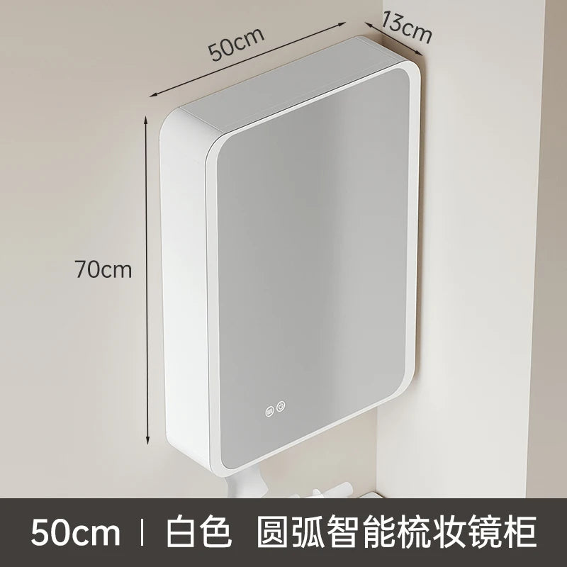 armoire circulaire en aluminium avec miroir éclairage intelligent et rangement - vue 21 sur 32