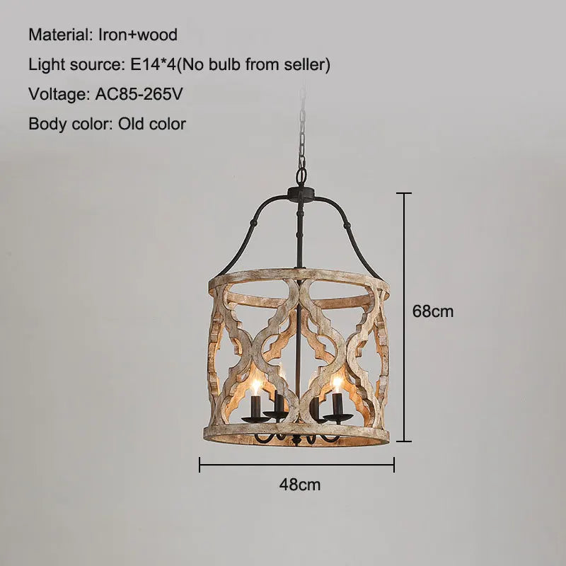 lustre en bois créatif américain rural pour boutiques et restaurants