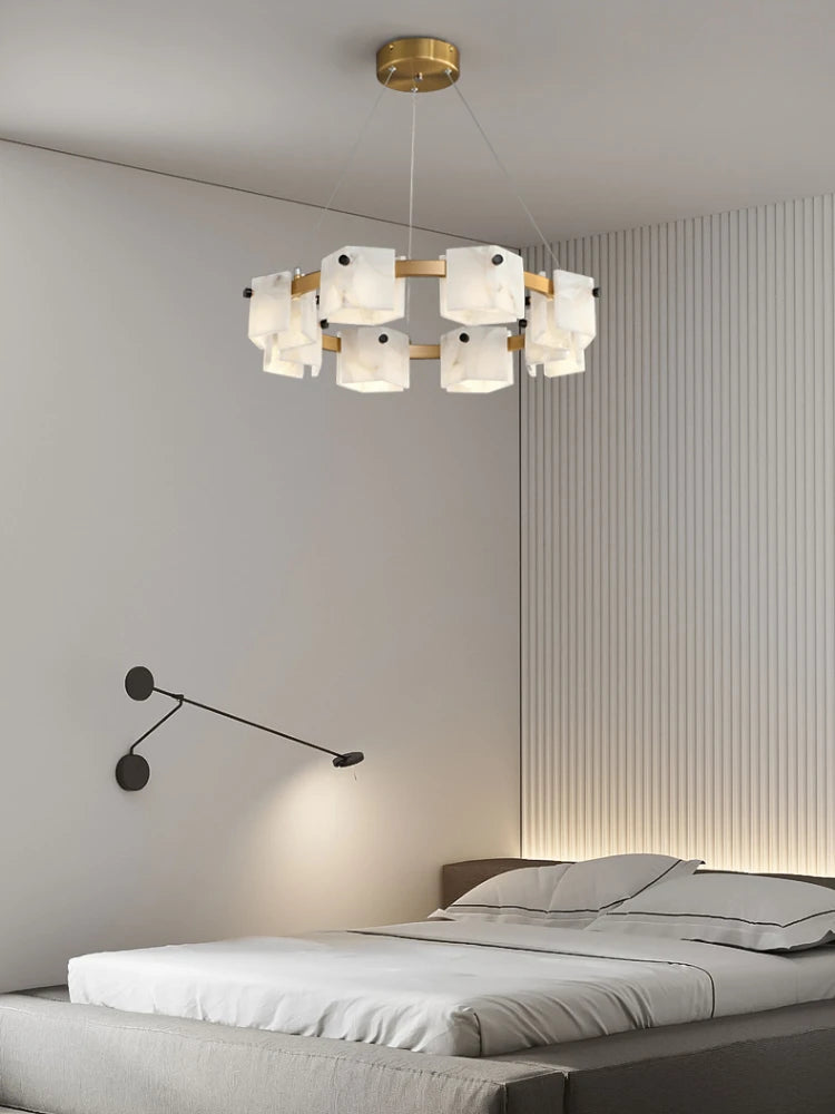 suspension minimaliste en marbre naturel avec éclairage led - vue 4 sur 11