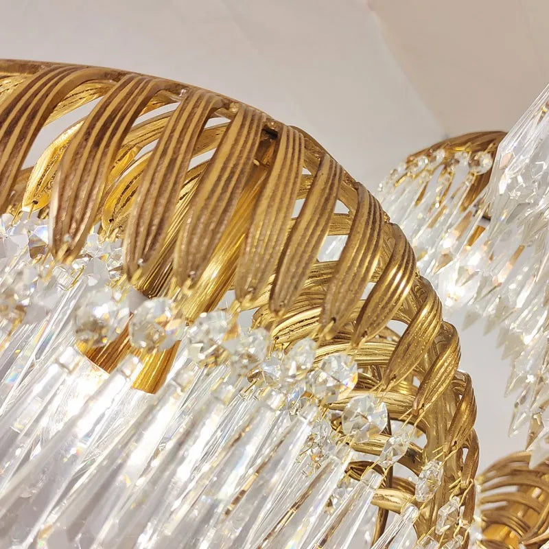 lustre en cuivre avec cristal pour décoration élégante et rétro - vue 7 sur 11