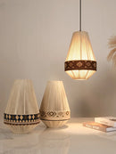 lustre bohème en tissu tissé avec corde en coton et lin