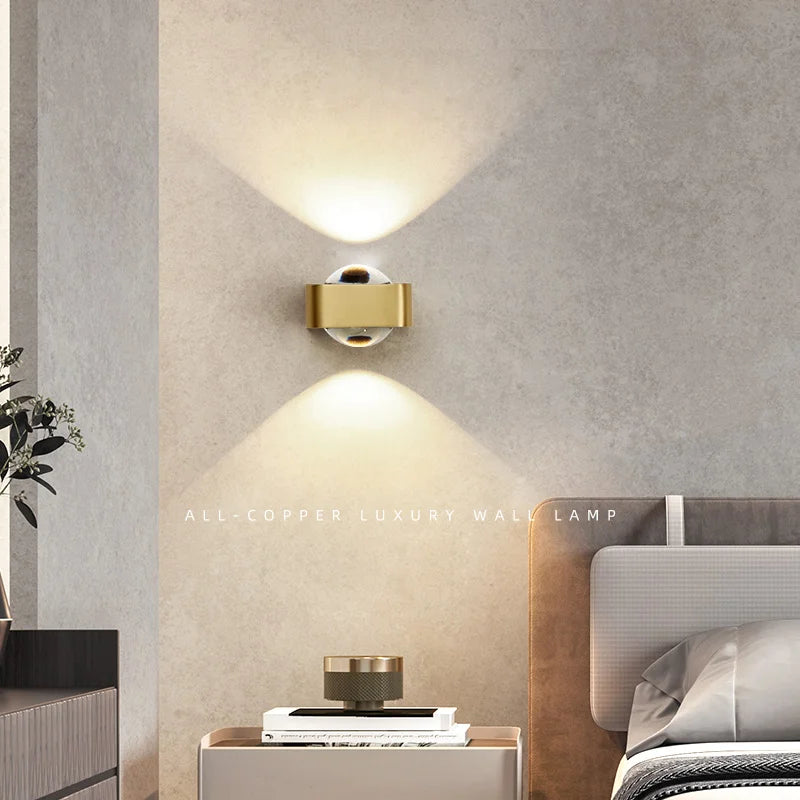 applique murale carrée en cuivre moderne et luxueuse à double tête - vue 4 sur 8