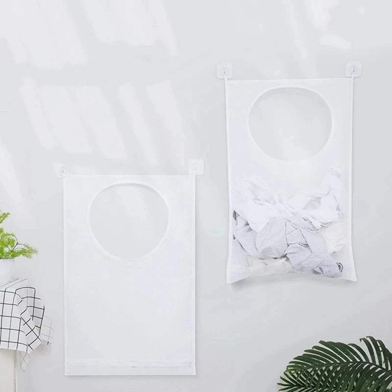 sac à linge pliable avec crochet pour rangement pratique - vue 6 sur 7